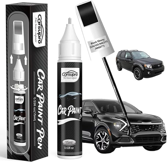 Black Ebony(UA/UD/M6373/M6877) for Ford Touch Up Paint Pen, 2 in 1 Car Scratch Remover with Pen Tip and Brush, Precise Color Match for Car Paint Scratch Repair, Quickly and Easily Fix Chips and Nicks