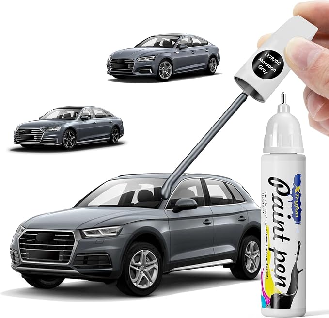 LX7R Monsoon Gray Touch Up Paint Compatible with Audi, DIY Car Paint Scratch Repair, Quick & Easy Fix Automotive Scratch Repair for Q5/Q3/A3/A4/A5/A8/S3/S4/S5/S8/SQ5/TT