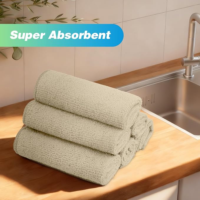 HOMEXCEL Brown Microfiber Cleaning Cloth, 24 Pack Absorbent Cleaning Rags, Lint-Free, Streak-Free Cleaning Towels for Car Kitchen House, 12"X11"