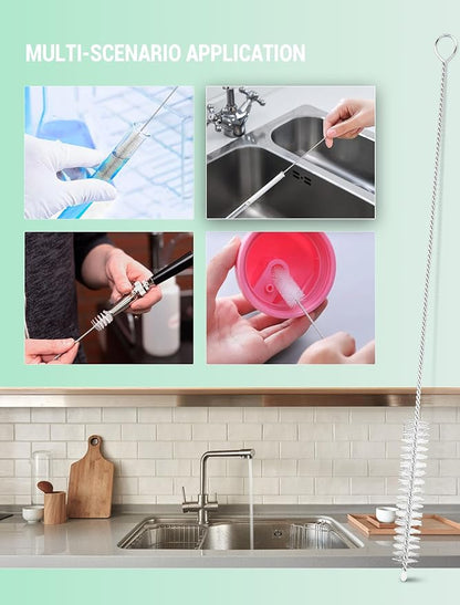 Auto Sunroof Cleaning Tool, 78 Inch Long Flexible Pipe Brush, Tube Cleaner Brush with 1 PC 7.9 Inch Drain Brush, Slim Drain Dredging Brush Perfect for Car Sunroof, Windshield Wiper Drain Hole
