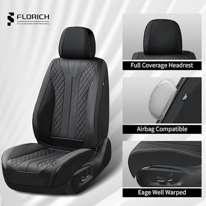 FLORICH Leather Automotive Seat Covers, Waterproof Seat Covers, Black Front Car Seat Cover, Full Coverage Car Seat Covers 2 Pack Car Seat Cushion Protector Universal Fit for Most Cars SUV Trucks