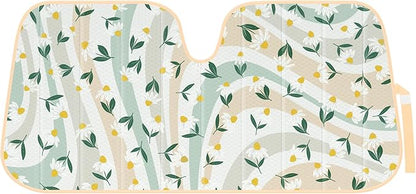 Carbella Sage Floral Car Windshield Sun Shade - Sun Visor Sunshade for Car Windshield - Window Shades for Cars, SUV & Truck - Dash Cover UV Protection for Front Window Shade Accessories - 57" x 27"