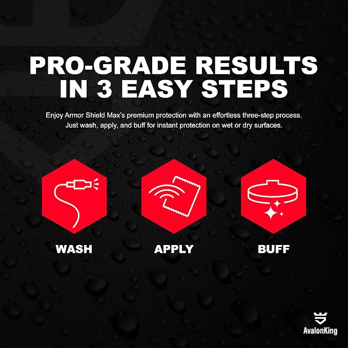 AvalonKing Armor Shield IX MAX Nano Ceramic Coating Kit with Rapid Curing Formula, 1 fl oz (30ml) – 3-Year 9H Paint Protection, Extreme Hydrophobic Gloss, Fast 4-Hour Cure DIY Car Detailing Kit