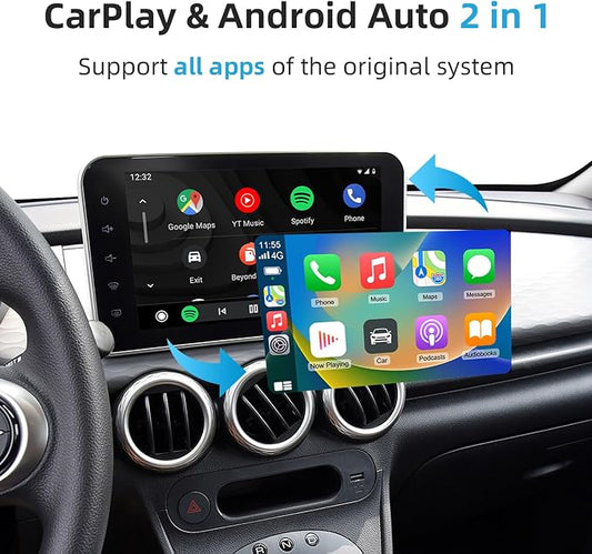 C5 2-in-1 Wireless CarPlay & Android Auto Adapter – Converts Factory Wired Connection to Wireless for Cars 2016+, Mini Plug & Play Car Play Dongle, OTA Update, USB C Cable, for iPhone & Android Phones
