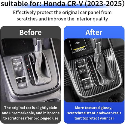 Car Central Control Gear Shift Panel Trim Cover for Honda CRV 2023 2024 2025 2026 and Honda CR-V Hybrid 2023-2026 Auto Interior Decor Accessories Center Console Protection Frame Carbon Fiber Style