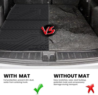 LASFIT Trunk Mat & Backrest Mats for 2022-2025 Mitsubishi Outlander (Not Fit PHEV or Sport Models), Custom Fit Full Coverage TPE All-Weather Cargo Liner for Mitsubishi Outlander Accessories, Black