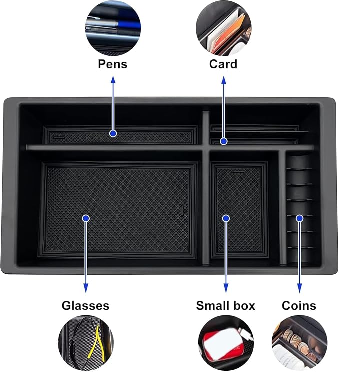 Center Console Organizer Compatible with 2015-2020 Chevy Yukon Tahoe Suburban and 2014-2018 GMC Sierra Silverado Tray Accessories Armrest Storage-Full Console w/Bucket Seats ONLY