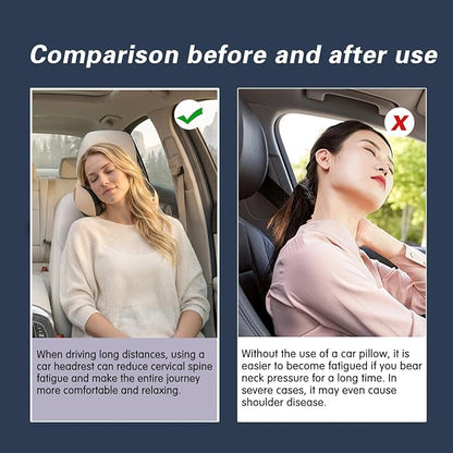 SPRFUFLY Unique U-Shaped Car Headrest Pillow, Car Neck Pillow for Sleeping with Adjustable Strap, Space Memory Foam & Removable Cover, Ergonomic Design - Extreme Comfort Car Pillow(Beige, 1P)