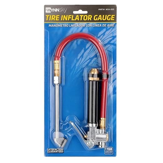 Tire Inflator with Tire Pressure Gauge, Dual-Head Air Chuck with 12 Inch Rubber Air Hose