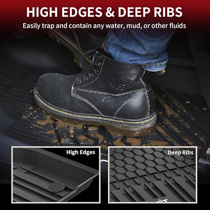 LASFIT Floor Mats for Toyota Sienna 8 Seats 2021-2025 2026 All Weather TPE Custom Fit Floor Liner for Toyota Sienna LE/XLE 8 Passenger Front and Rear Car Mats, Black