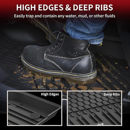 LASFIT Floor Mats for Toyota Sienna 8 Seats 2021-2025 2026 All Weather TPE Custom Fit Floor Liner for Toyota Sienna LE/XLE 8 Passenger Front and Rear Car Mats, Black