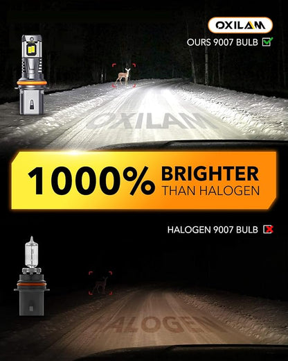 OXILAM 9007 LED Bulbs, 1000% Brighter Ultra-Bright, 3 Min Quick Install, Wireless Plug and Play, 20 Years Lifespan, No Flicker, 99% Compatibility, Pack of 2
