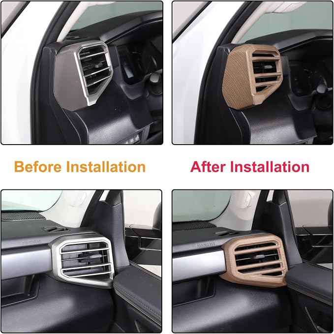 Aunginsy Car Center Console Side Air Conditioning Outlet Trim Cover Compatible with Toyota Tundra/Sequoia 2022-2025 2026, Dashboard Side A/C Wind Vent Panel Decorative Frame Protector ABS Accessories