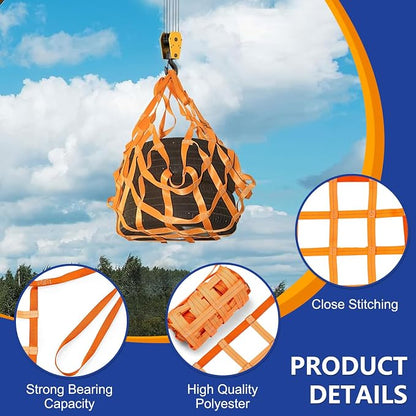 Safety Lifting Net Straps, Flat Nylon Sling Hoisting Net, 6.6' x 6.6'ft Cargo Lifting Nets, Lifting nets and Unloading Heavy Objects(Load:7800lbs) Sling Hoisting Net for Construction Rigging Moving