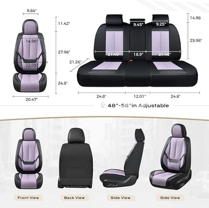 Coverado Seat Covers, Car Seat Covers Full Set, Leather Seat Covers for Cars, Car Seat Protector, Black Car Seat Covers Front Seats and Back Seats Universal Fit for Most Cars Purple