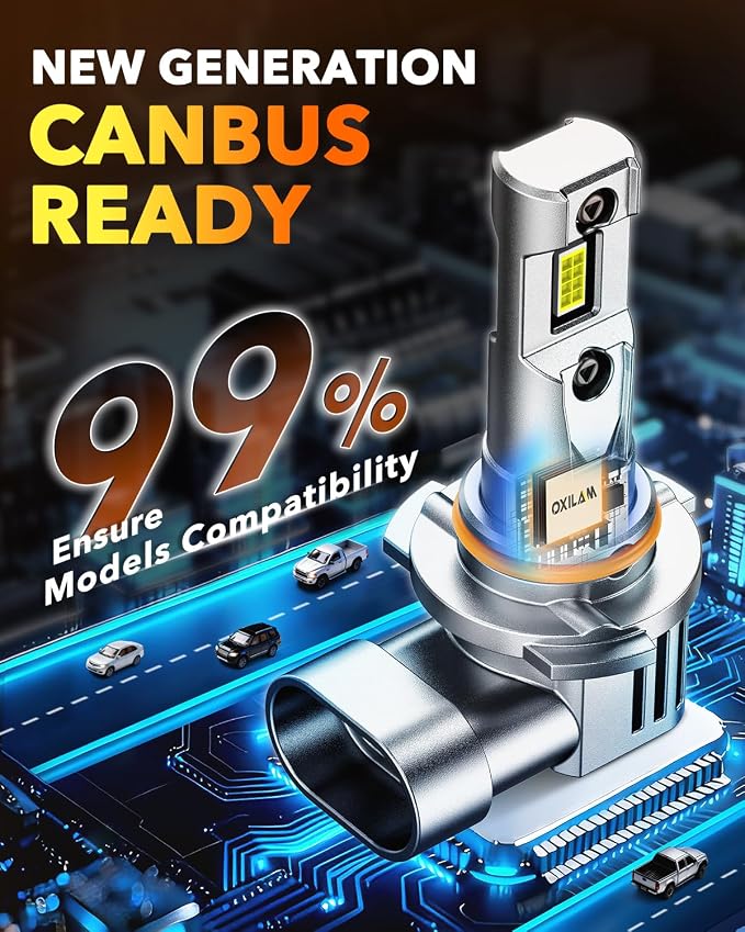 OXILAM New 9005 9006 LED Bulb Combo, HB-3 HB-4 90000LM 10X Ultra-Brightness, 3 Min Quick Installation, 60000H Longer Lifespan Driving Light, IP68 Waterproof, No Flicker, 99% Compatibility, 4PCS