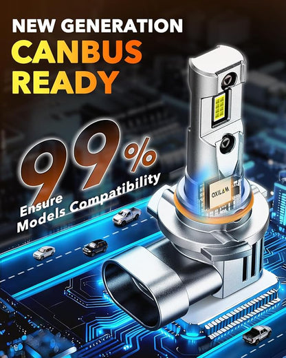 OXILAM New 9005 9006 LED Bulb Combo, HB-3 HB-4 90000LM 10X Ultra-Brightness, 3 Min Quick Installation, 60000H Longer Lifespan Driving Light, IP68 Waterproof, No Flicker, 99% Compatibility, 4PCS