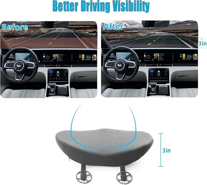 2 in 1 Car Seat Cushion Lumbar Pillow - Comfort Memory Foam Seat Cushion for Driving, Office - Sciatica-Back Pain Relief, Car Cushion for Car, Truck, Office, Wheelchair (Grey)