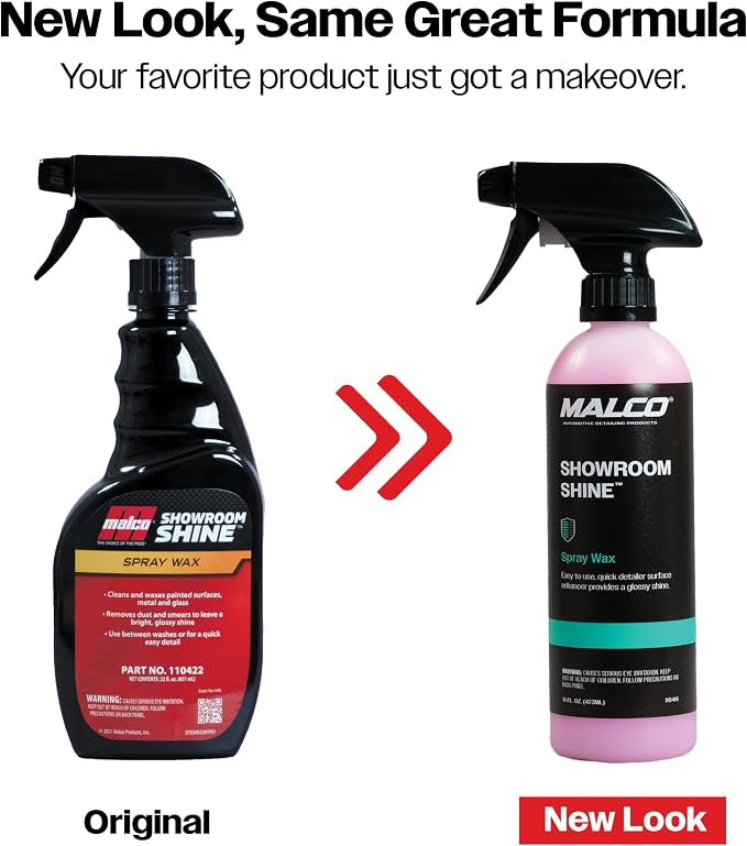 Malco Showroom Shine Spray Car Wax and Instant Detailer - Best Car Wax Spray for Professional Finish/Easy to Use Instant Detailer/Cleans and Waxes Painted Surfaces, Metal and Glass (110416)
