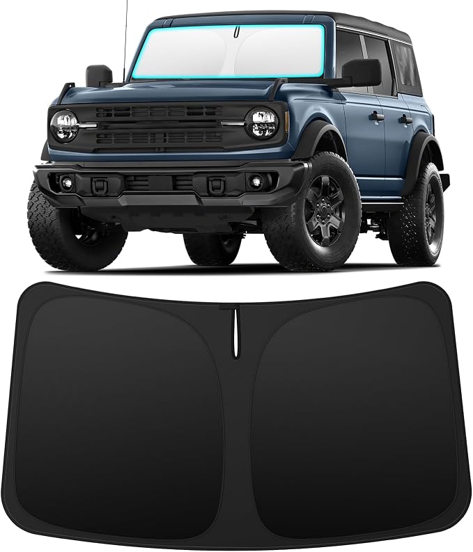 INSAUTO Custom Fit Windshield Sun Shade Accessories for Ford Bronco 2021-2026 (Bronco Sport Not Fit), Foldable Front Window Sunshade, UV & Heat Reflector, Keeps Interior Cool, Includes Storage Bag