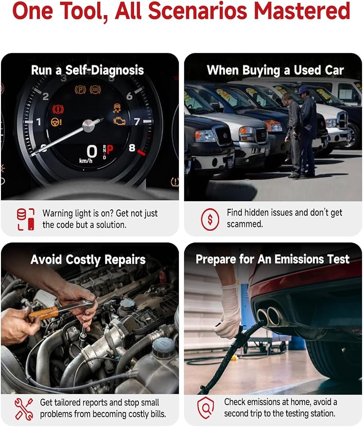 Rocco OBD2 Scanner Bluetooth for iOS Android, AI Diagnostic Tool for Car Buying Repair, No Subscription Fee, AutoVIN, 45000+ Fault Codes, Check & Clear Engine Codes, Real-Time Data, Vehicles 1996+