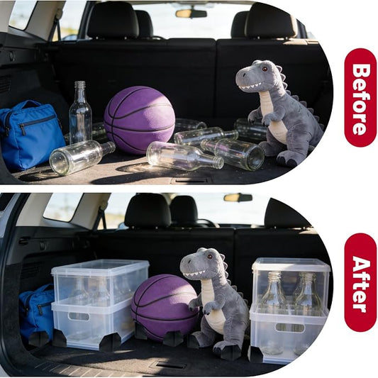 2 Pack Adjustable Hook and Loop Trunk Organizer Blocks for Car & Truck | Non-Slip Lining, Designed for Felt-Lined Car Interiors (3.94"x3.94"x3.94")