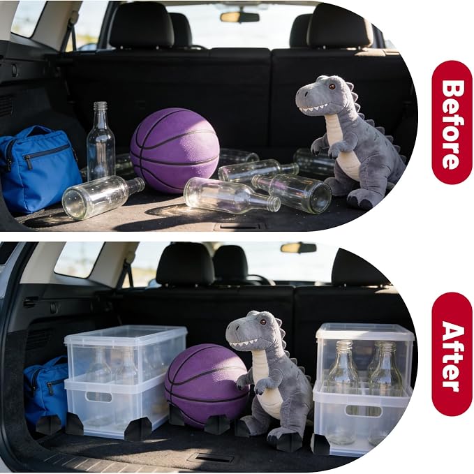 8 Pack Adjustable Hook and Loop Trunk Organizer Blocks for Car & Truck | Non-Slip Lining, Designed for Felt-Lined Car Interiors (3.94"x3.94"x3.94")
