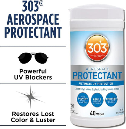 303 Products (30321) Products Aerospace Protectant 40 Count Wipes - Ultimate UV Protection - Keeps vinyl, rubber, and plastic looking newer, longer, 40 Count