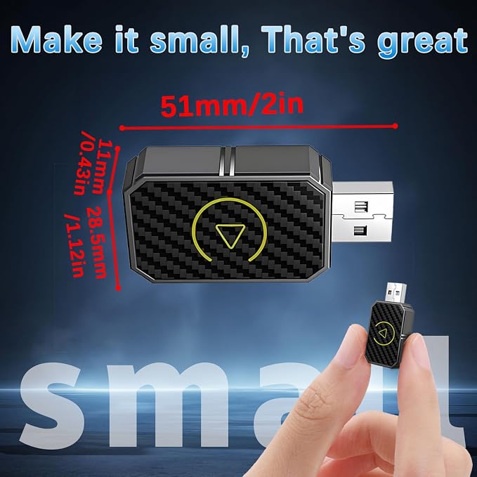 Wireless Carplay Adapter for Apple, Carplay Wireless Adapter for car Carplay Wireless Adapter, Fast Bluetooth Connection, Plug & Play for iPhone & Android Auto