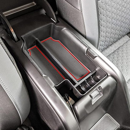 EDBETOS Center Console Organizer Tray Compatible with Chevy Colorado GMC Canyon Accessories 2015 2016 2017 2018 2019 2020 2021 2022 Armrest Secondary Storage Glove Box (Red Trim)