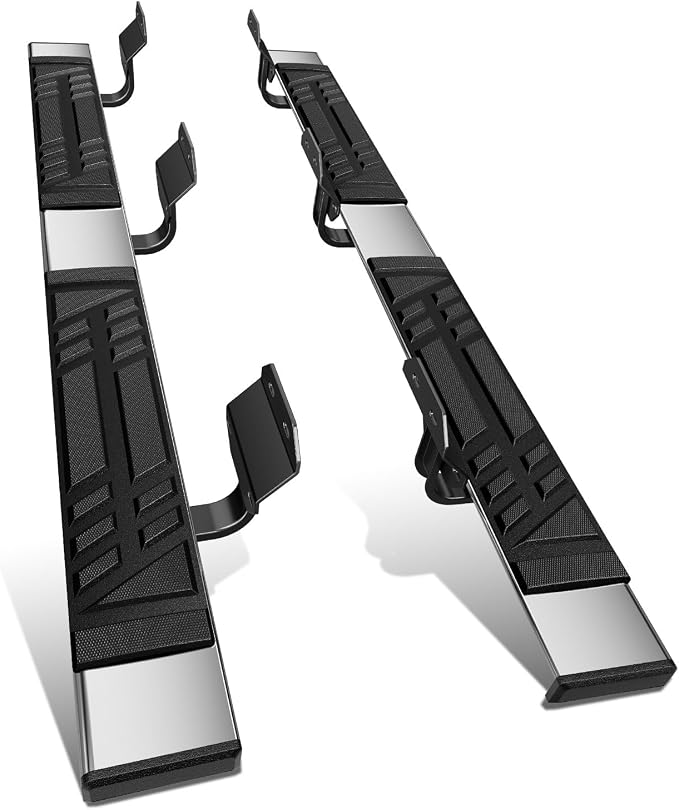 DNA Motoring 6.5" Flat Running Boards Side Step Nerf Rails Bars Compatible with Ford F150 2015-2024 / F250 SD F350 SD Crew Cab 2017-2024, STEPB-U-F25017-T1-C
