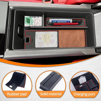 TOPINSTALL Red Center Console Tray Compatible with 2025 2026 Camry (XSE/XLE/SE/LE) Armrest Storage Box Console Organizer for 9th Gen Camry Interior Accessories