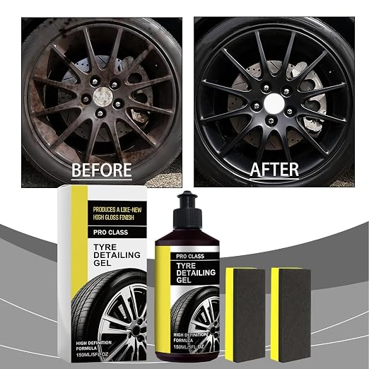 Tire Shine | 150g Wheel Coating with Sponge, Detailed Supplies | Automotive Trim Restorer | For SUV, Sedan, RV, Van, Trailer, Pickup, Car Repair