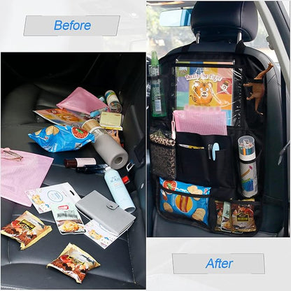 Car Seat Back Organizer, Waterproof and Durable with 10" Table Holder, 9 Storage Pockets for Kids, Travel Accessories, 2 Pack