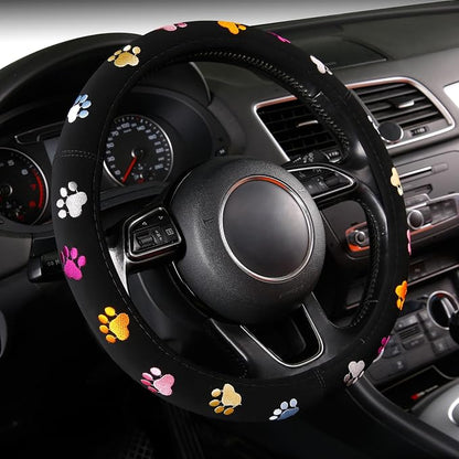 Cute Steering Wheel Covers Stitched Paws Claws,Universal fit Most Sedan SUV