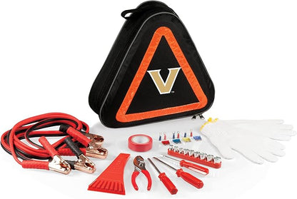 PICNIC TIME NCAA Vanderbilt Commodores Roadside Emergency Car Kit, Auto Vehicle Safety Road Side Assistance with Jumper Cables and Car Tool Kit, (Black with Orange Accents)