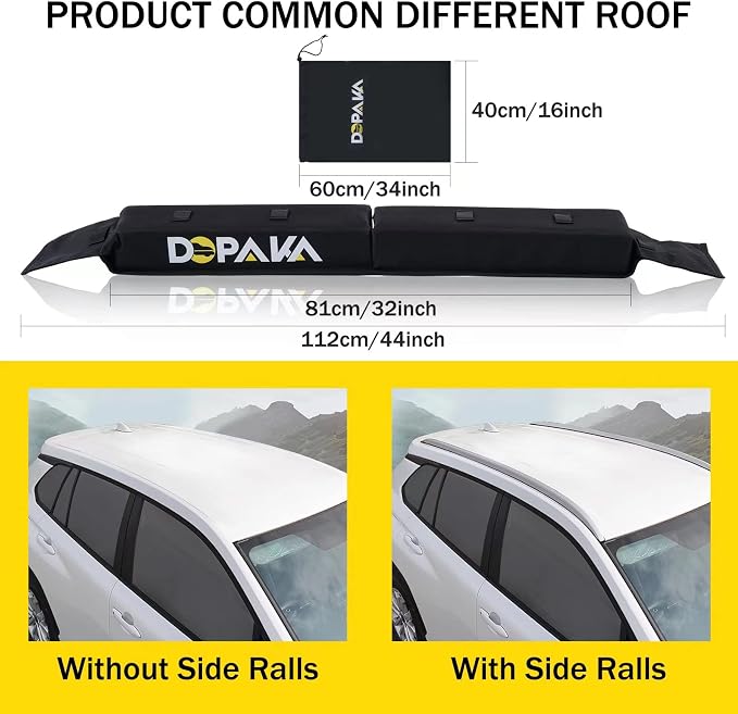 Kayak Roof Racks,Soft Roof Rack Pads,Universal Car Roof Rack for Surfboard/Ski/Kayak Paddle Board/Luggage Carrier System Include 2 Tie Down Straps,2 Tie Down Rope,2 Quick Loop Strap,and Storage Bag