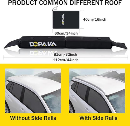 Kayak Roof Racks,Soft Roof Rack Pads,Universal Car Roof Rack for Surfboard/Ski/Kayak Paddle Board/Luggage Carrier System Include 2 Tie Down Straps,2 Tie Down Rope,2 Quick Loop Strap,and Storage Bag