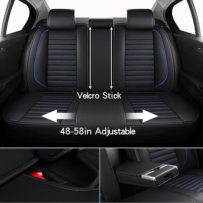 MINGBRON Leather Car Seat Covers Full Set, Universal Faux Leather Car Seat Covers 5 Seats, Automotive Seat Covers for Most Sedans SUVs Trucks, Front and Rear Seat Covers