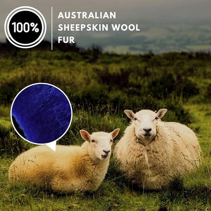 Andalus Brands Luxury Fluffy Car Steering Wheel Covers – Genuine Merino Sheepskin, Soft Fuzzy Car Steering Wheel Cover for Women, Universal 14.5-15" Size, Plush Fur Cute Auto Accessories, Navy
