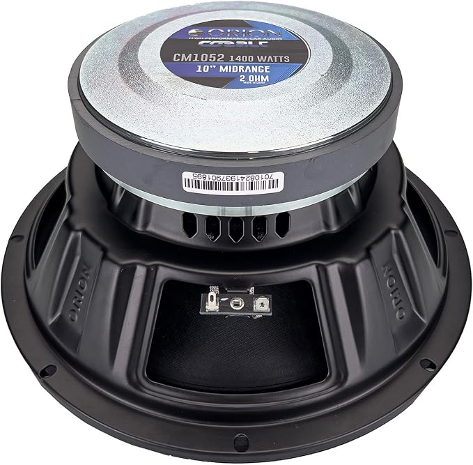 ORION Cobalt CM1052 High Efficiency 10" Mid-Range Bullet Loudspeaker, 1400W Max Power, 350W RMS, 2 Ohm, 2" Voice Coil - Pro Car Audio Stereo, Midrange Speaker (Single)