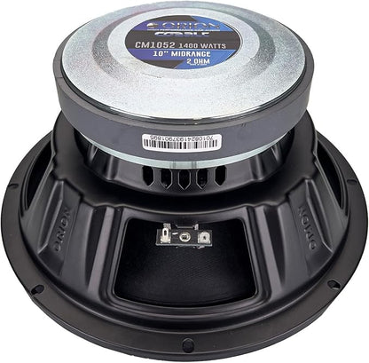 ORION Cobalt CM1052 High Efficiency 10" Mid-Range Bullet Loudspeaker, 1400W Max Power, 350W RMS, 2 Ohm, 2" Voice Coil - Pro Car Audio Stereo, Midrange Speaker (Single)