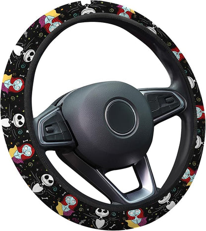 GENANY Nightmare Couple Steering Wheel Cover, Non Slip Polyester Car Wheel Protector for Car SUV Truck, Universal 15 Inch