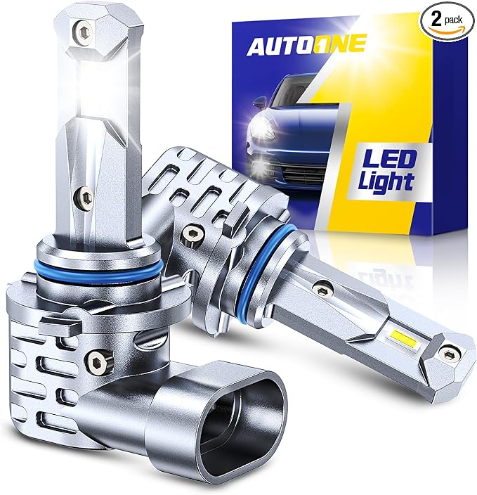 AUTOONE 9005 Light Bulbs HB3 LED, 1:1 Mini Size, 60,000LM Brightness, No Flicker 6500K Cool White, Easy 3 Min Plug and Play, IP68 Rated, Long Lifespan, 2 PCS