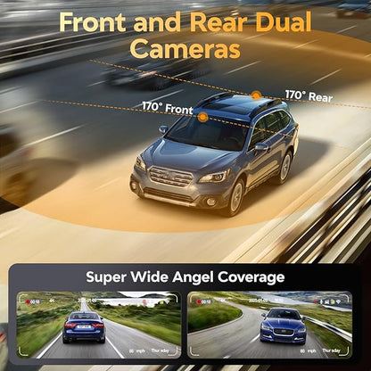 Dash Cam Front and Rear - 4K HD Dual Dash Camera for Cars, Built-in 5G WiFi GPS, 64GB Card, Dashcam with 3.2" IPS Screen, UHD Night Vision, HDR, App Control, 24H Parking Monitor