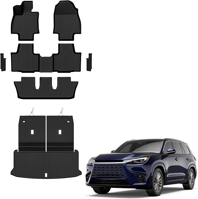 Auxko All Weather Floor Mats Cargo Mat for Lexus TX TX350 TX500h TX550h+ 7 Seats 2026 2025 2024 with Backrest Mat Door Sill Protector(2nd Door) TPE Floor Liners Accessories Odorless Black