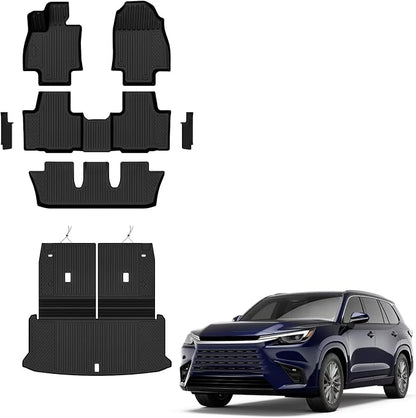 Auxko All Weather Floor Mats Cargo Mat for Lexus TX TX350 TX500h TX550h+ 7 Seats 2026 2025 2024 with Backrest Mat Door Sill Protector(2nd Door) TPE Floor Liners Accessories Odorless Black