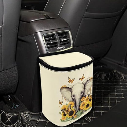 BIGCARJOB Sunflower Car Trash Bags Hanging Automotive Car Garbage Cans for Front Seat Multipurpose Car Garbage Bin with Adjustable Straps Reusable Auto Trash Bin Garbage Bags