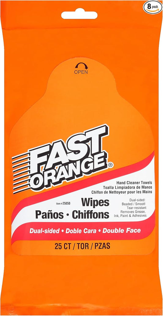 Permatex 25050 Fast Orange Wipe - 25 Count, (Pack of 8)