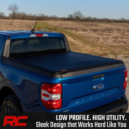 Rough Country Soft Roll Up Truck Bed Tonneau Cover for Ford Maverick (2022-2026) - Fits 4'6 (54.4") Bed, Weatherproof Bed